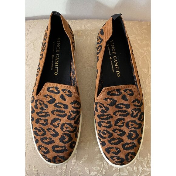 Vince Camuto Leopard Print Slip-On Sneakers Brown & Black Textile Upper Size 8 - Picture 2 of 9